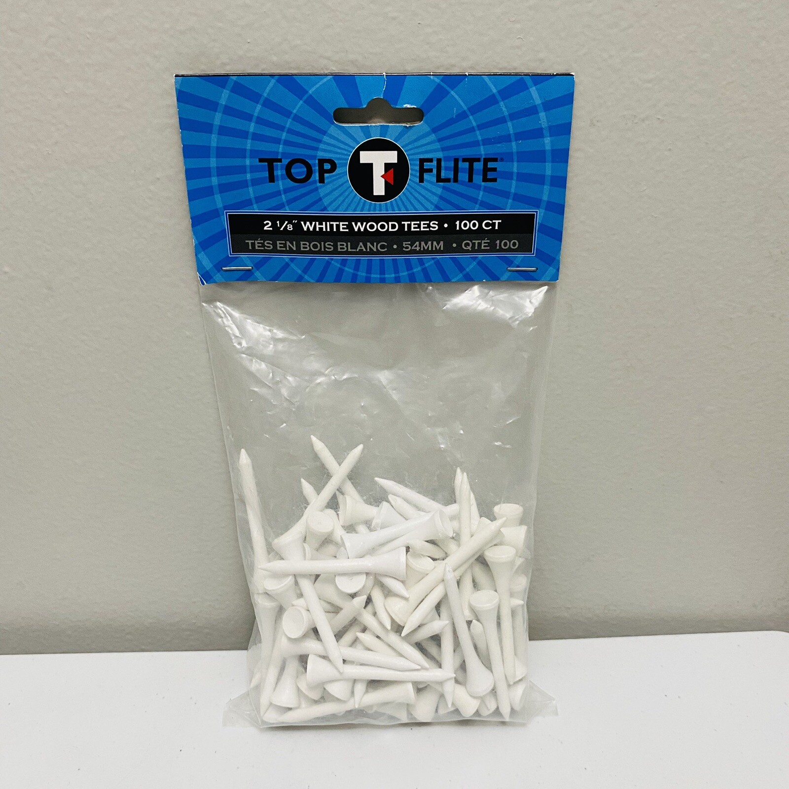 100 Count 2 1/8" Wood Tees WHITE Color 59153 New/Sealed