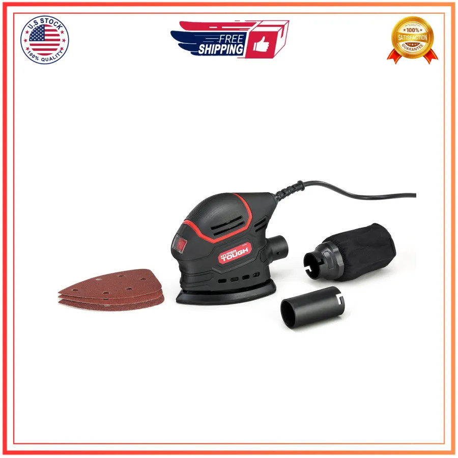 Hyper Tough 1.5 Amp Corded Detail Sander with Dust Bag and Sanding Sheets