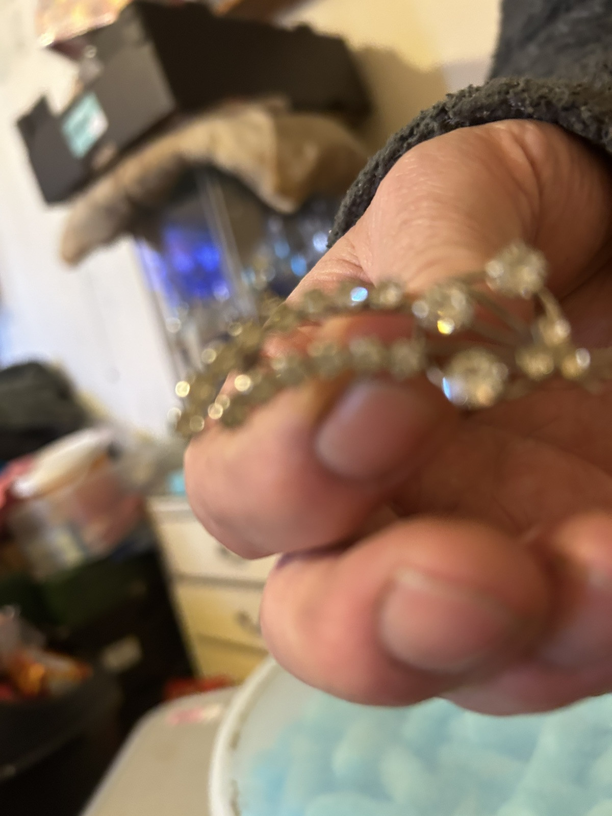 White Metal And Crystal Brooch