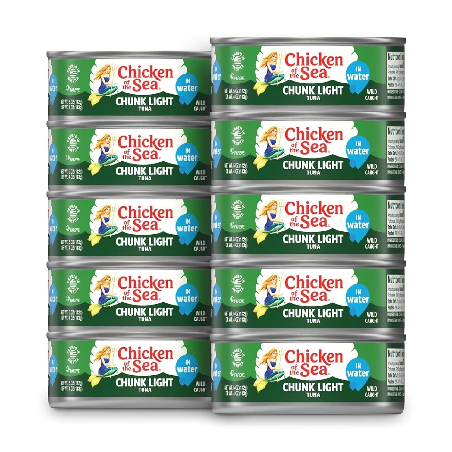 Chicken of the Sea Chunk Light Tuna in Water 5 oz. Can Pack of 10