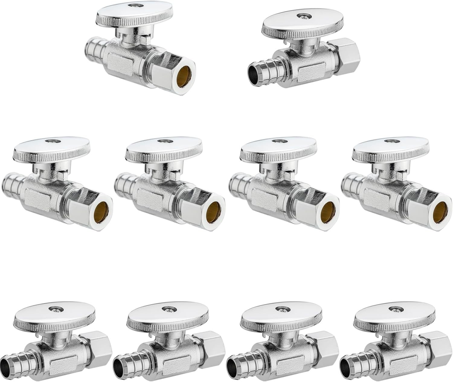 10PCS 1/2" PEX x 3/8" Compression Angle Stop Valve Brass Shut Off Valve