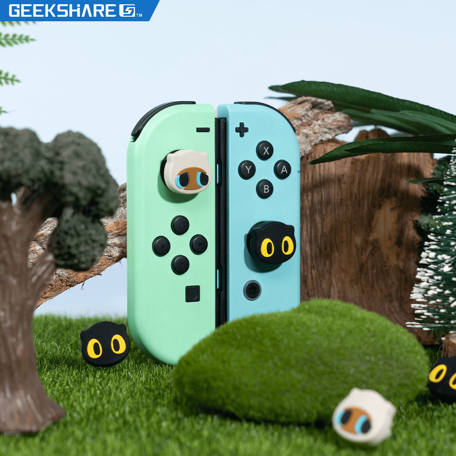 GeekShare Soft Joystick Cap For Nintendo Switch / Lite / OLED 4PCS Big Eyes Cats