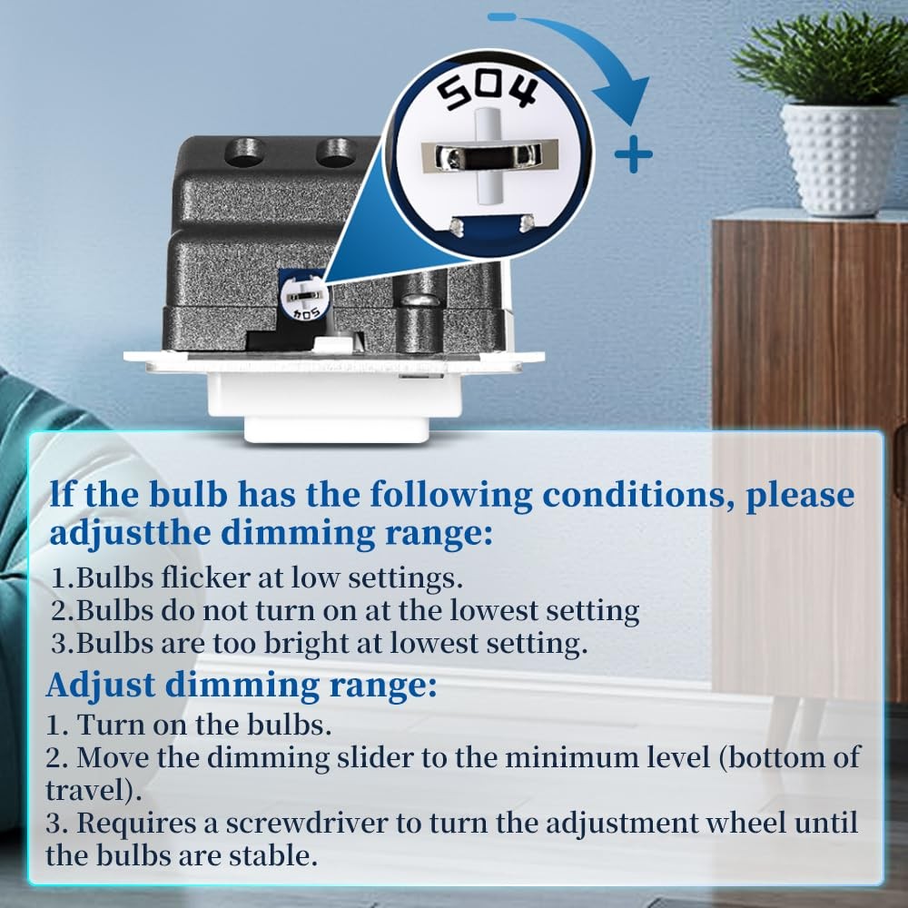 Dimmer Light Switch,Single Pole & 3 Way Dimmer Control,Full Range Dimming for...