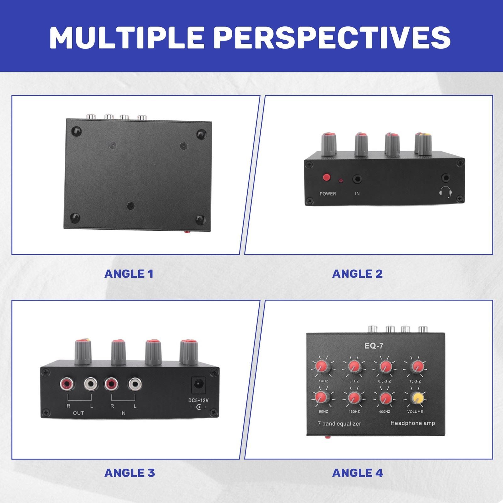 EQ7 Car Audio Headset Amplifier 2 Channel Audio Mixer Equalizer