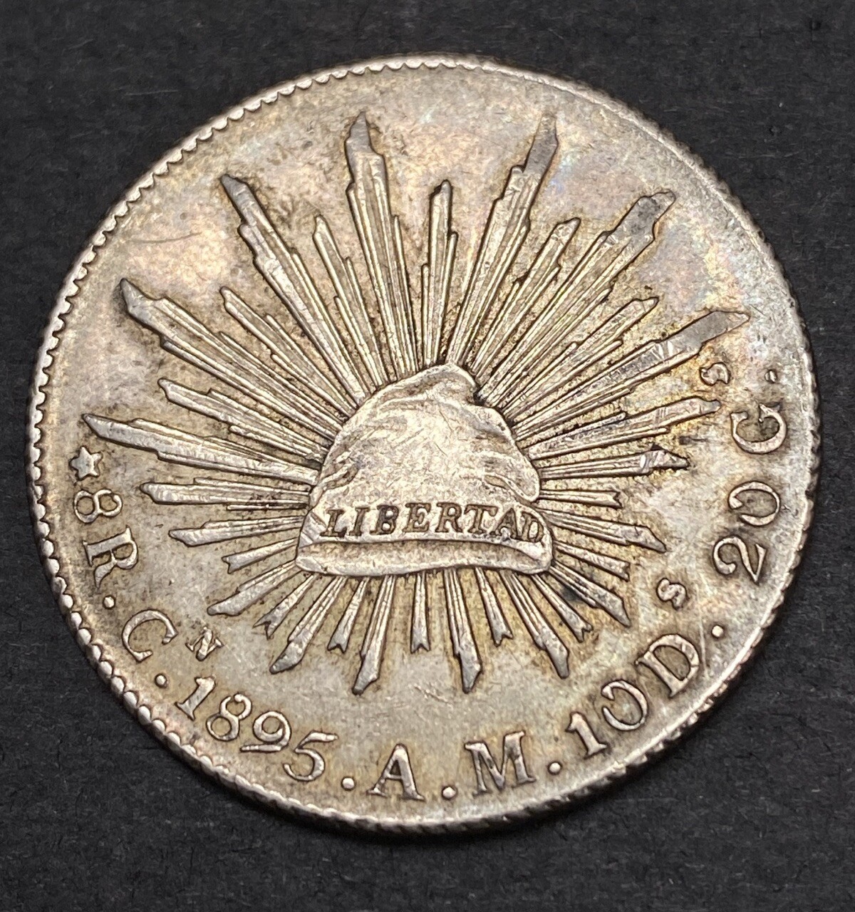 Scarce Coin 1895 Cn AM First Republic 8 Reales Original Color Culiacan