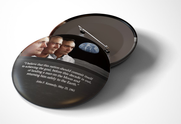 Apollo 11 Crew - NASA- JFK Speech - pin pinback button