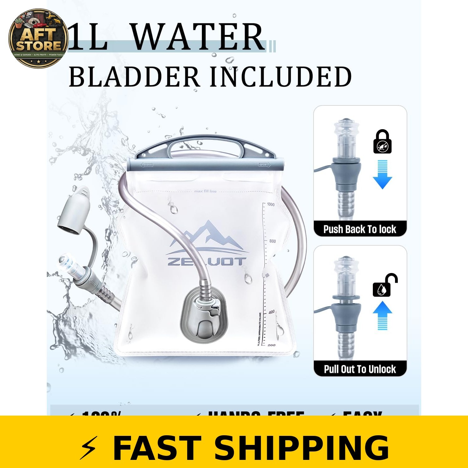 Zelvot Running Vest with 1L Water Bladder - Adjustable Reflective
