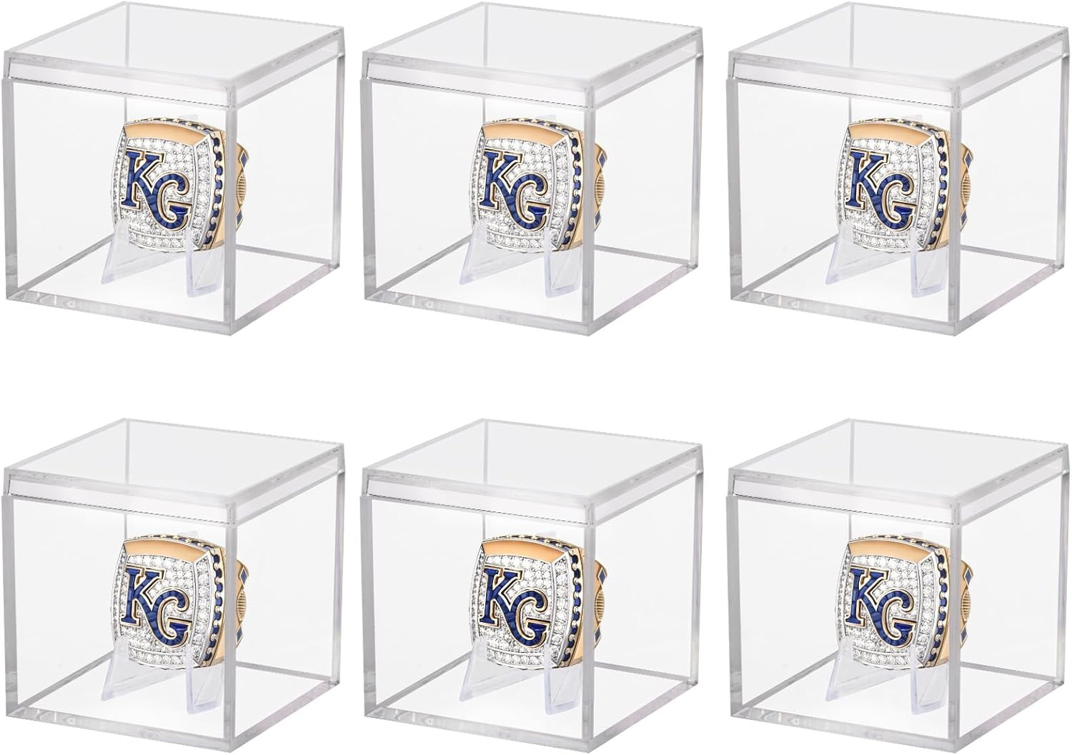 6 Pack Championship Ring Display Case Clear Acrylic Display Case Mini Baseball S