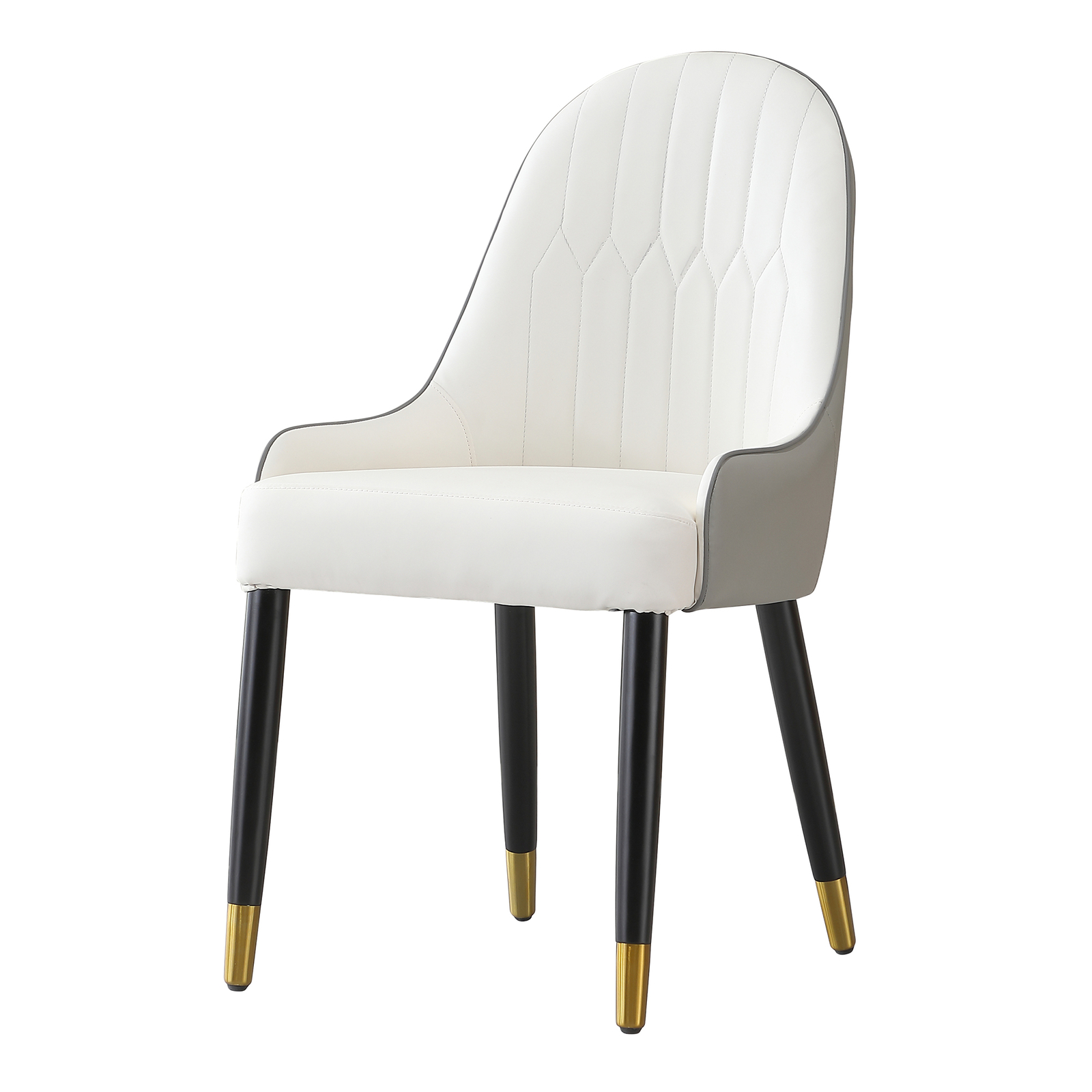 2pcs Upholstered Accent PU Leather Chairs Faux Leather Dining Chair W/Metal Leg