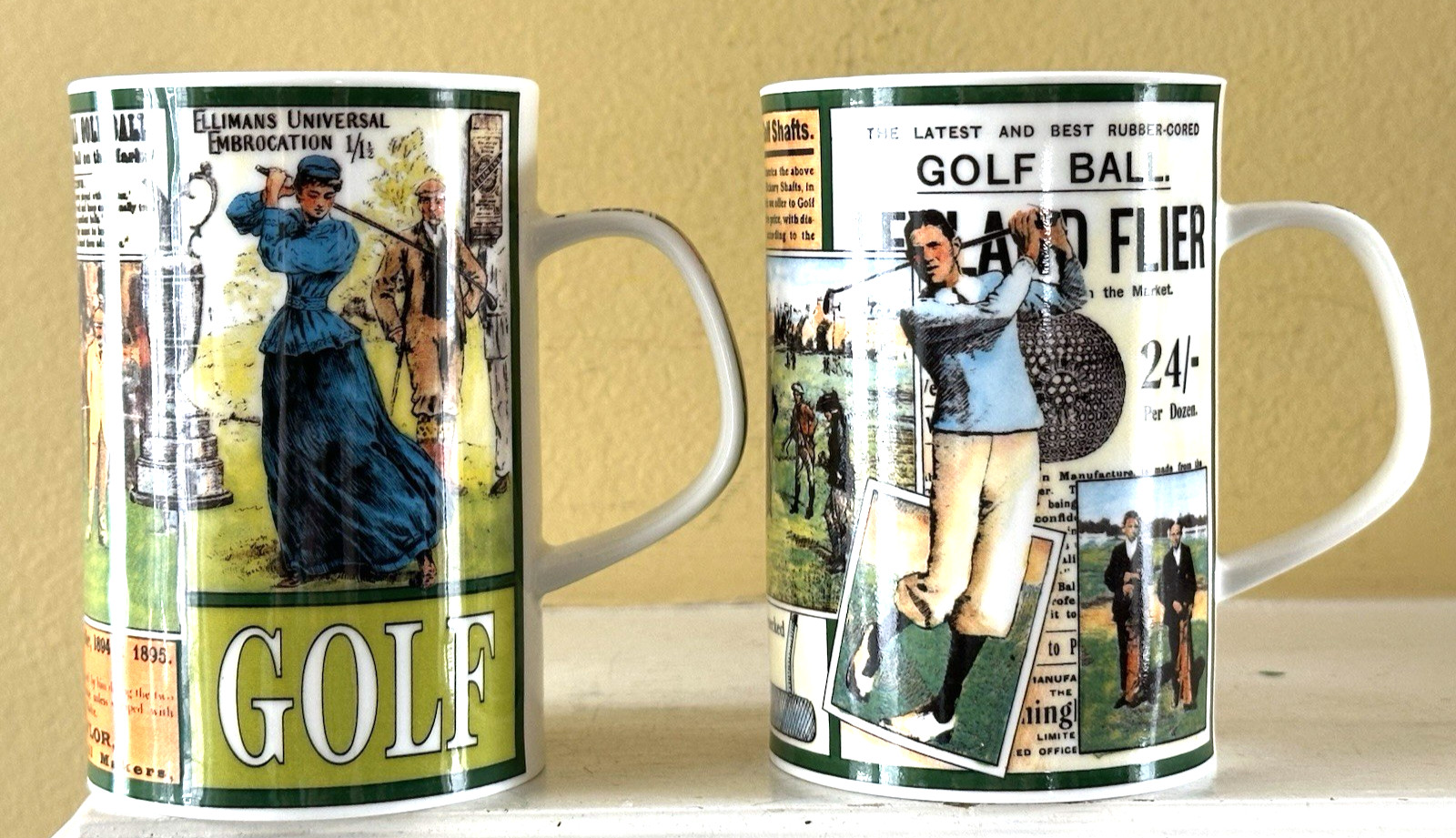 Golf Coffee Mugs Set of 2 Dunoon Scotland Origin Studios Collectible Sports Mint