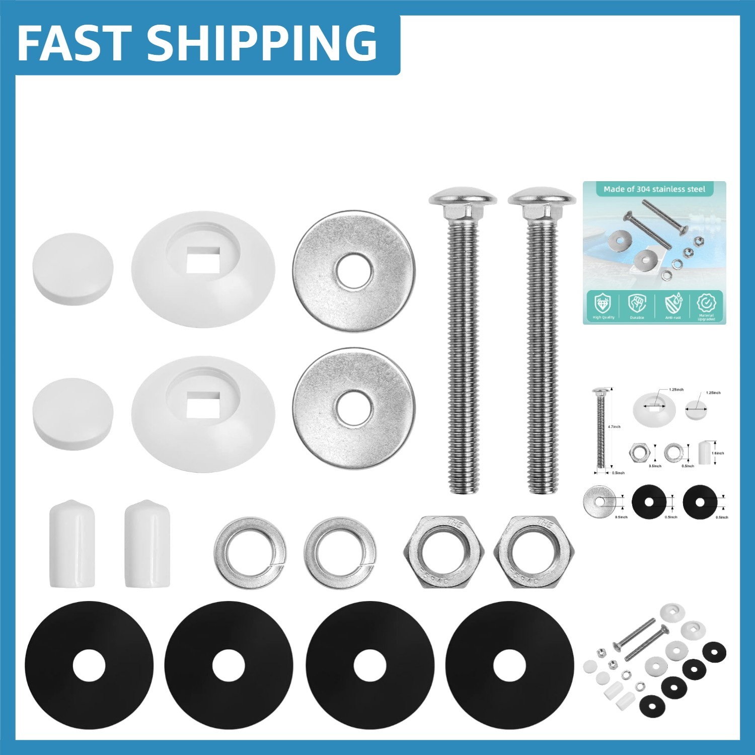 Complete Diving Board Bolt Replacement Kit for 6ft/8ft/10ft S.R.Smith Boards