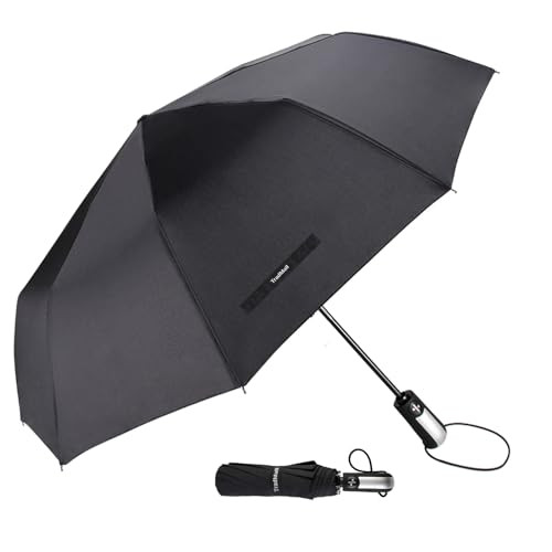 Travel Umbrella Windproof with 46 Inches Large Canopy 10 Reinforced