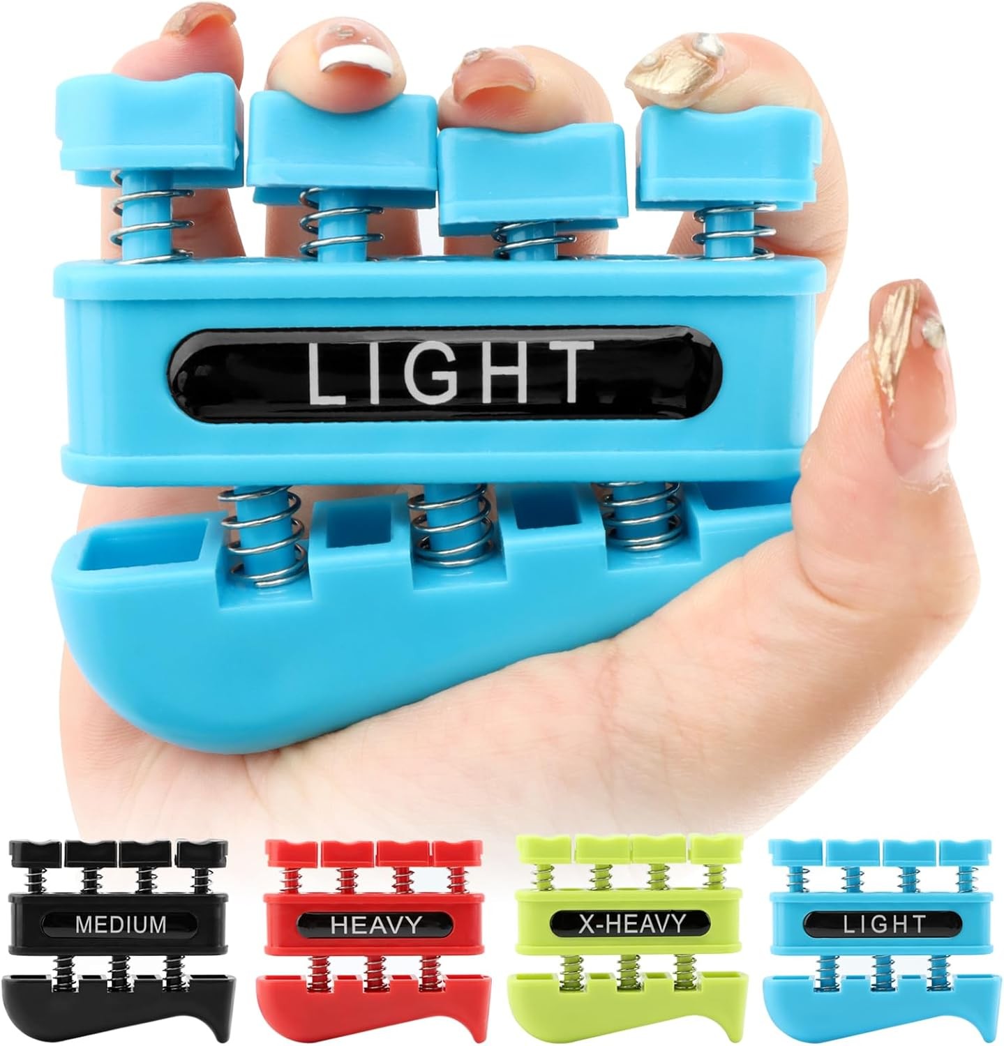 4pcs Finger Strengthener Set Adjustable Hand Grip Exerciser Trainer
