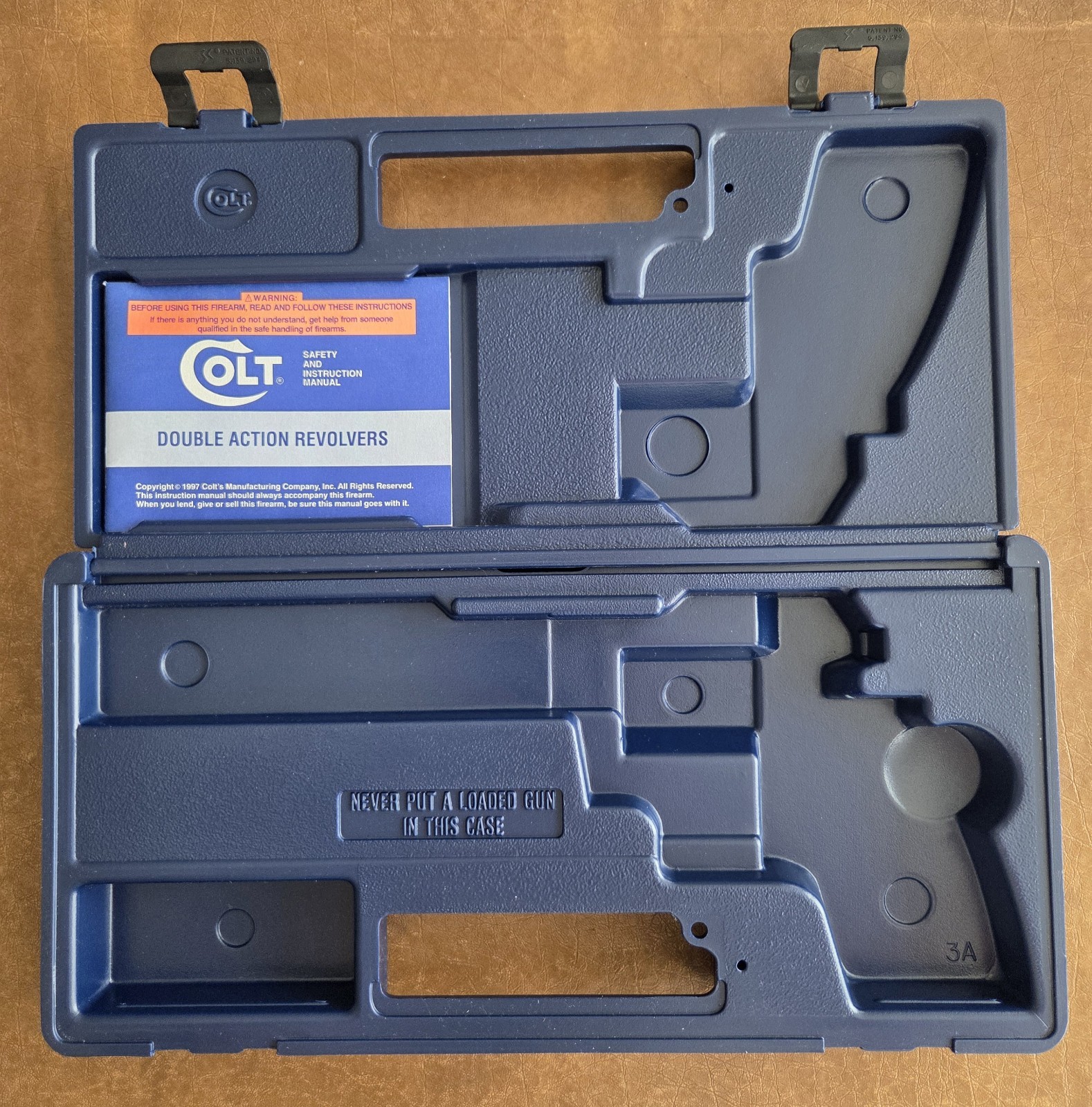 Colt Factory Blue Hard Case for Double Action Revolvers Includes Manual