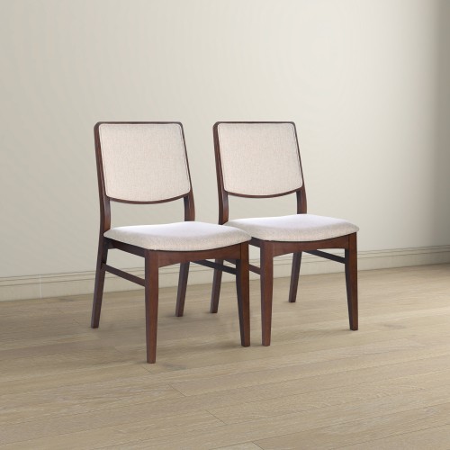 AS Beige Fabric Dining Chair (Set Of 2) Padded seat and back