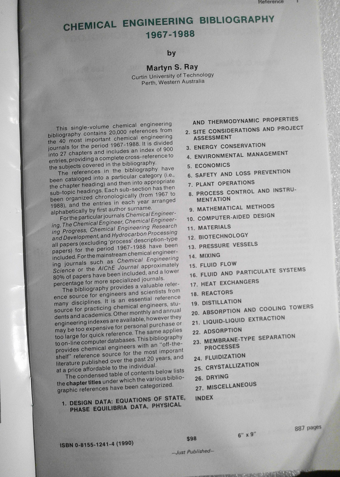 1990 Noyes Publications Chemical Engineering Catalog