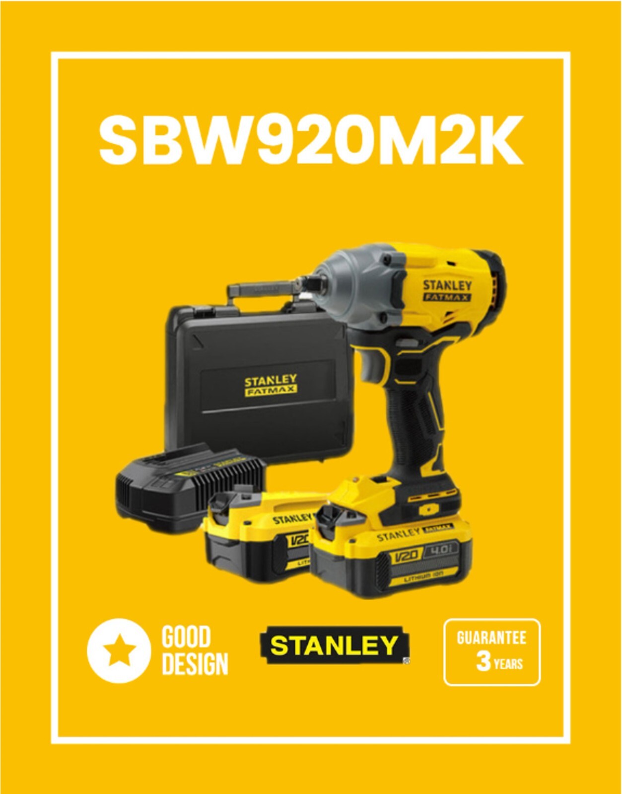 Stanley SBW920M2K FATMAX 20V brushless impact Wrench Kit[220~240V charger]