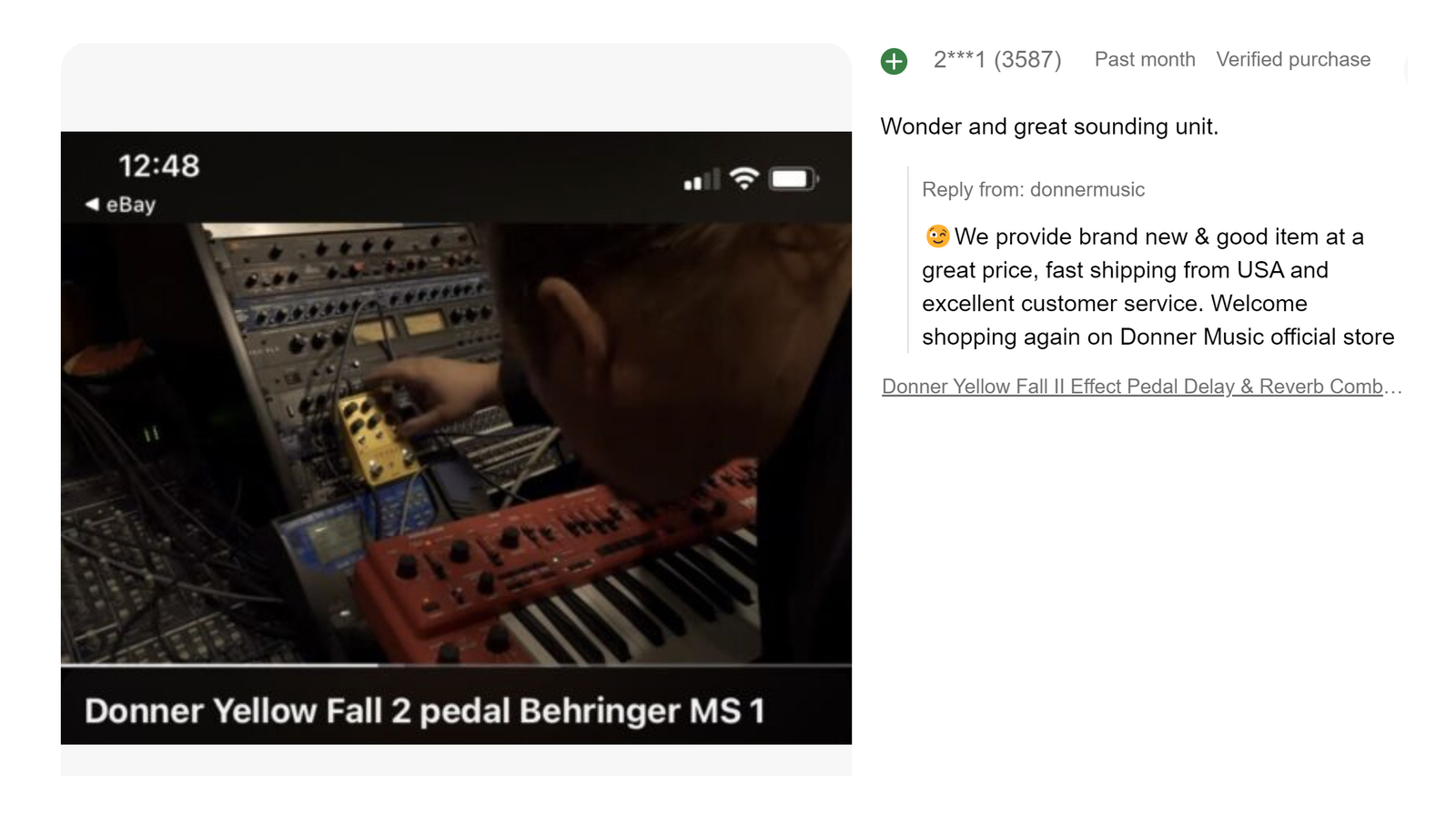 Donner Yellow Fall II Effect Pedal Delay & Reverb Combo Echo Hall Room Plate