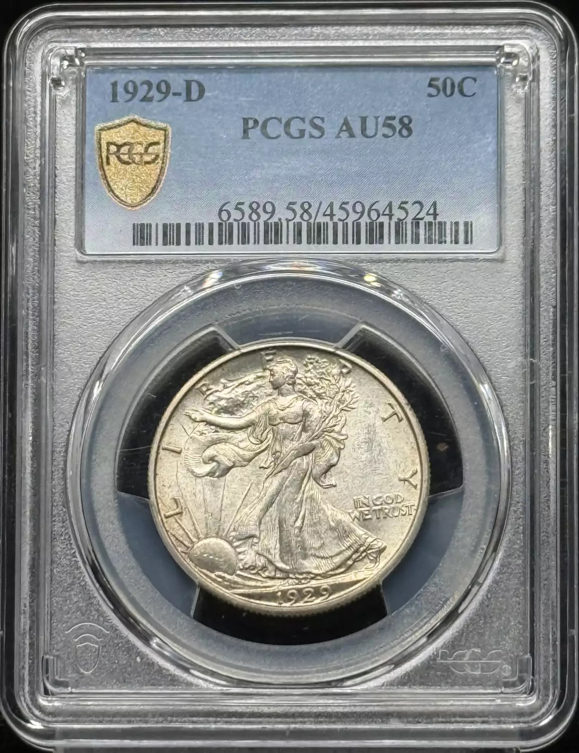 1929 D Walking Liberty Half PCGS AU-58