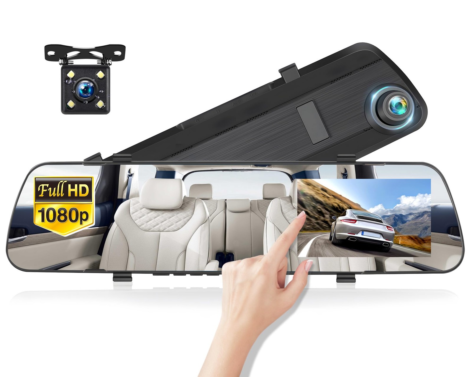 Mirror Dash Cam 4 Inch Rear View Mirror 1080P Front and Rear View Dual Camera...