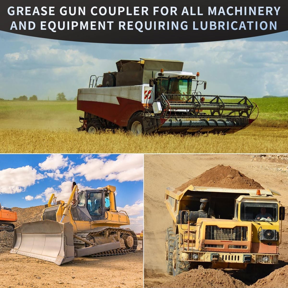 Grease Gun Coupler Double Handle, High Pressure, Quick Release Lock Oil Nozzles