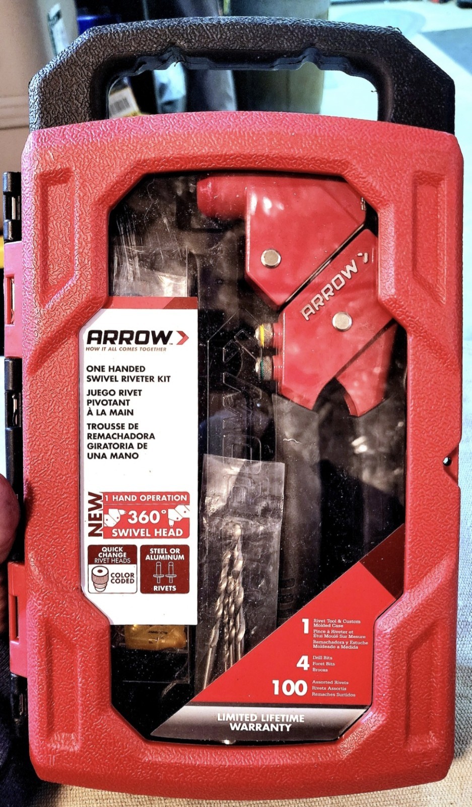 ARROW ONE HANDED SWIVEL RIVETER KIT W/CASE # RT187SHK