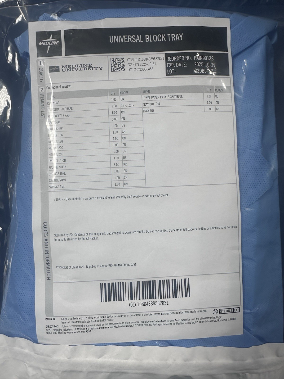 Medline - Universal block Tray