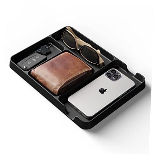 Pocket Deck Valet Tray (Black) for Men. Everyday Carry EDC Caddy Bamboo
