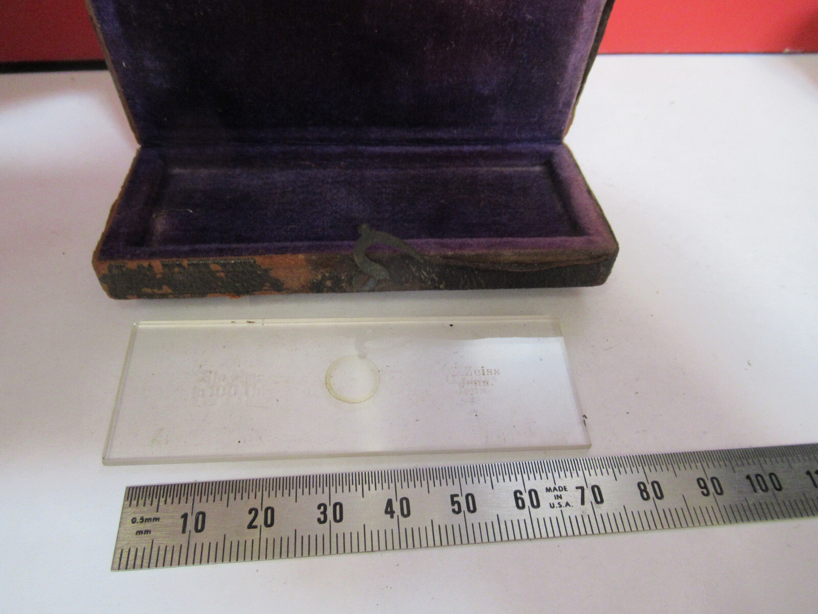 ANTIQUE CARL ZEISS CALIBRATION MICROMETER MICROSCOPE PART AS PICTURED F8-A-53