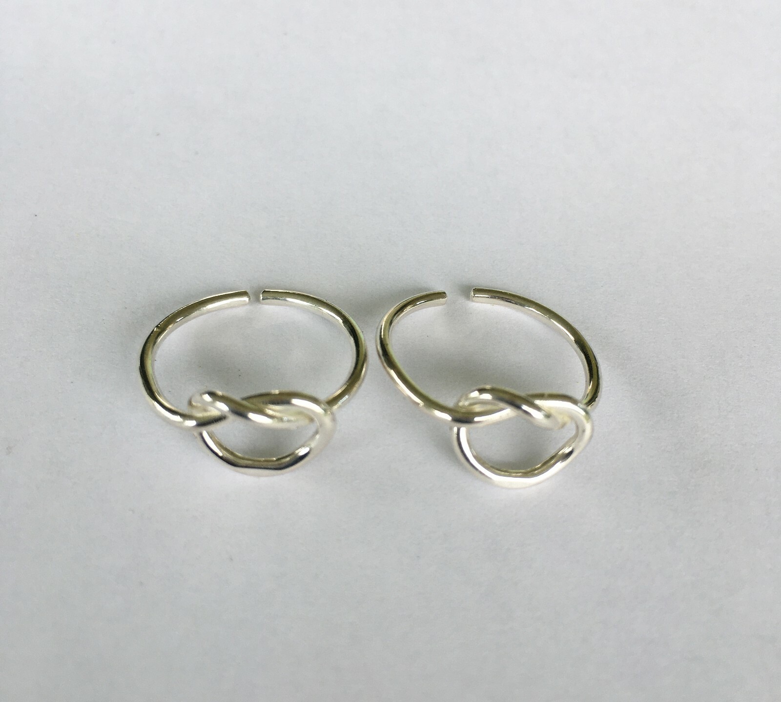 Sterling Silver 8mm 2 pack thin wire Love knot adjust size 3-5 toe rings/rings