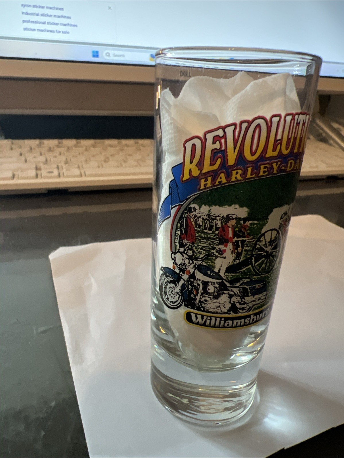 Revolutionary Harley Davidson Williamsburg Virginia Shot Glass