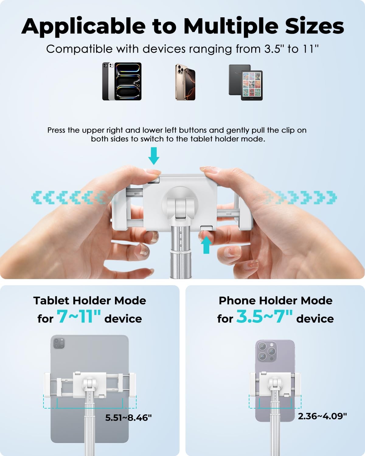 Viozon Tablet Floor Stand, Height & Angle Adjustable Tablet Holder with Alumi...