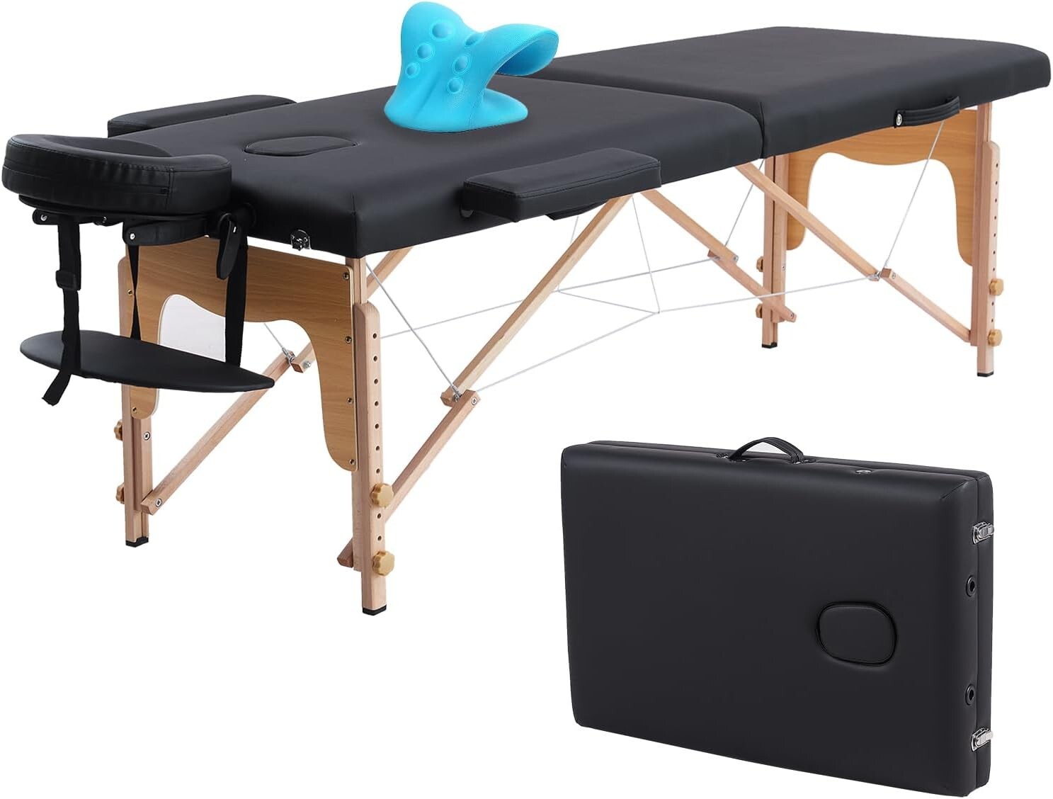Portable Massage Table 2 Fold 84" L Adjustable Facial Spa Salon Bed Tattoo Table