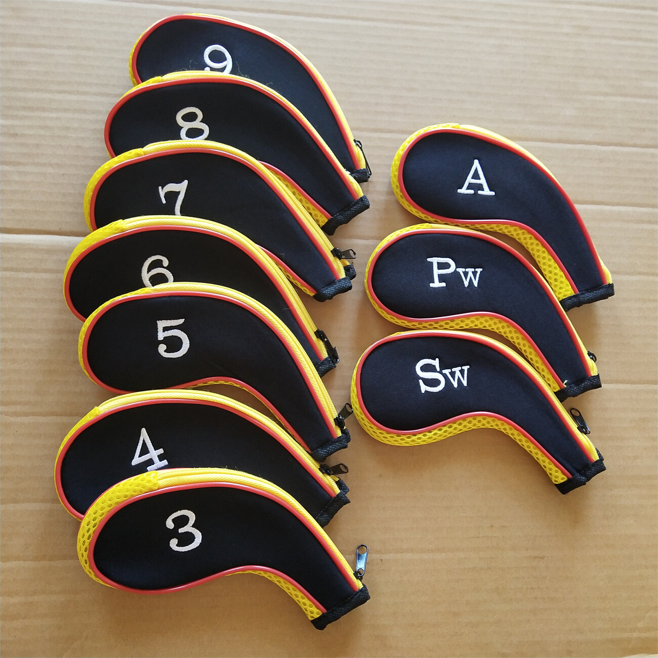 10pcs Colorful Neoprene Golf Iron Club Headcovers Iron Head Covers 3-9,Pw,Sw,A