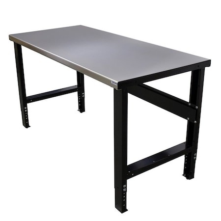 BORROUGHS WB100SS-EC-040 Leveling Feet Adjustable Height Workbench, Stainless