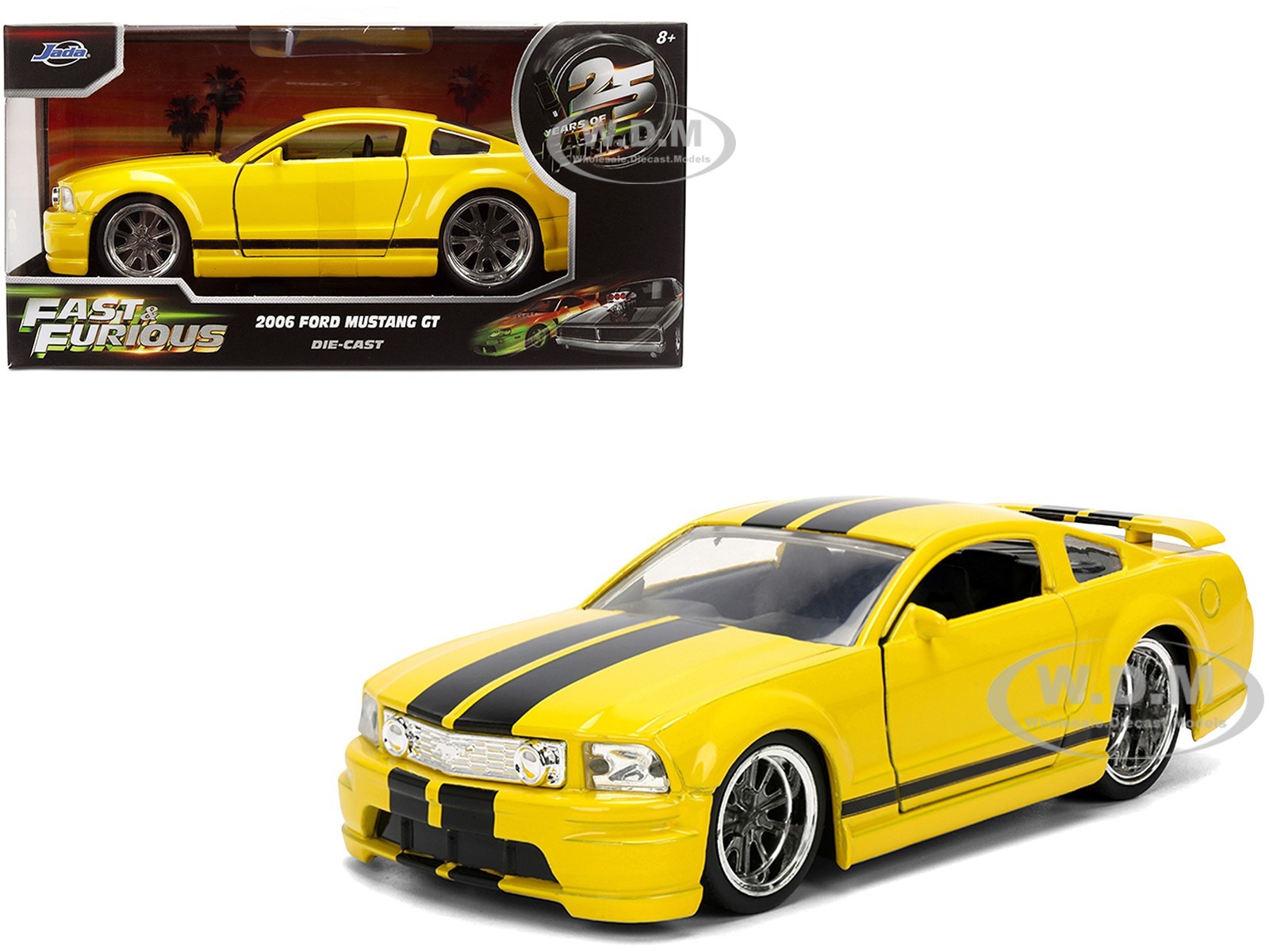 2006 FORD MUSTANG GT YELLOW "FAST & FURIOUS 25 YEARS" 1/32 DIECAST BY JADA 36438
