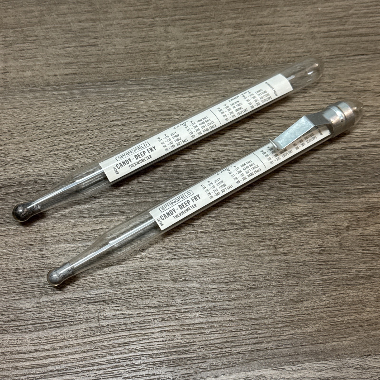 Vintage Springfield Candy Deep Fry Thermometer *Lot of 2* Glass Made in Japan
