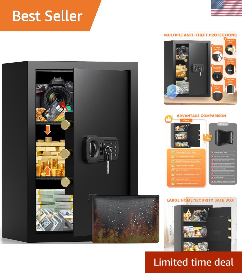 21.65"H Anti-Theft Safe Box, 5.0 cu ft Large Home Safe with A4 Fireproof Bag,...
