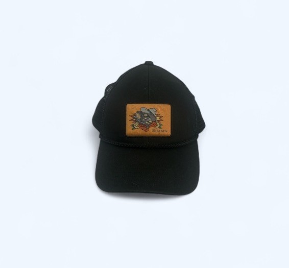 Simms Fishing Small Fit Foam Patch Trucker Cap Black Snap Back