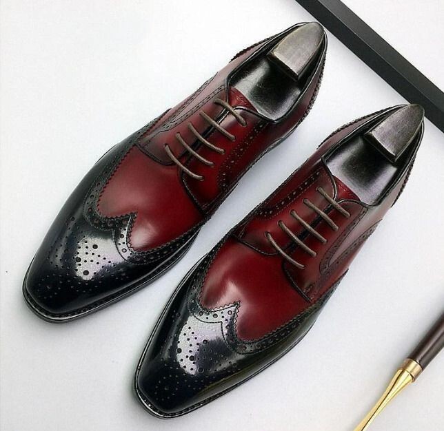 Handcrafted New Men's Oxford brown and Maroon leather shoes, Men Wedding Shoes