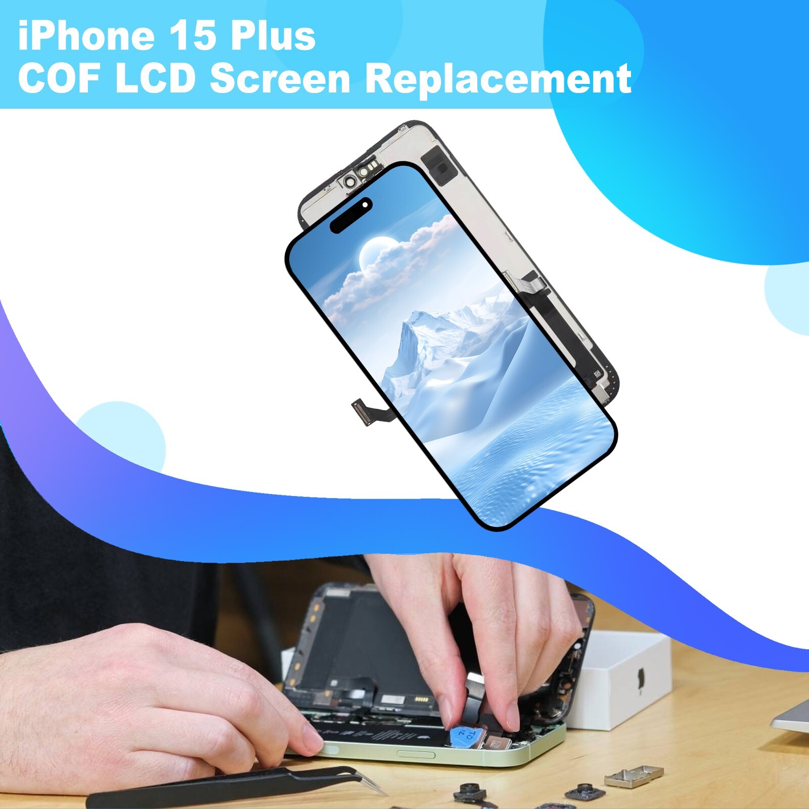 Screen Replacement For iPhone 15 Plus LCD COF FHD Display Digitizer Repair Kit