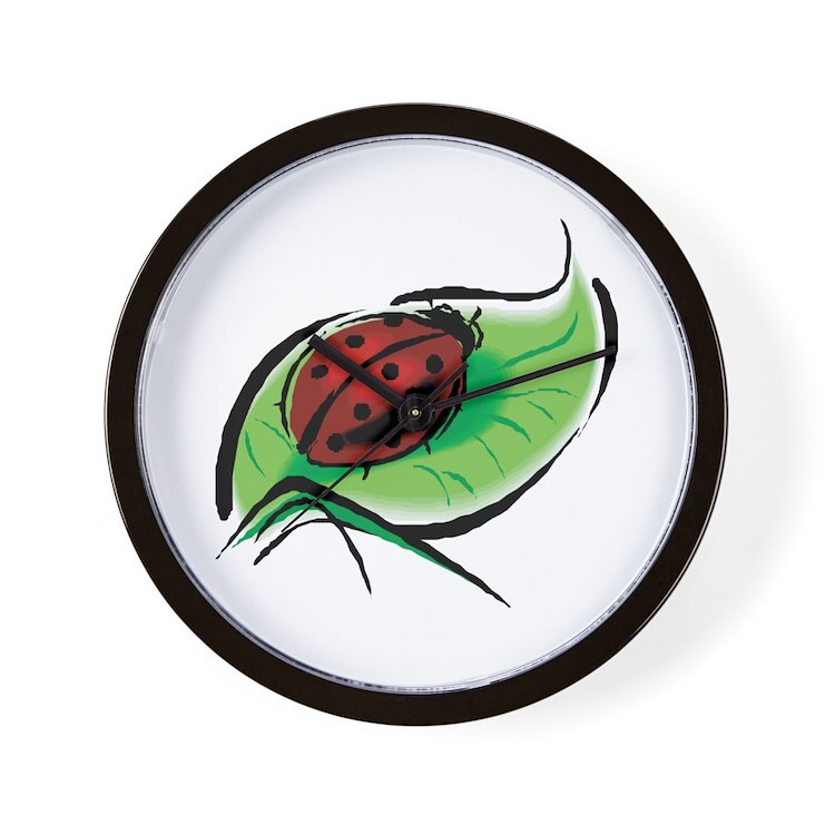 CafePress Ladybug On A Leaf 10" Wall Clock (154329408)