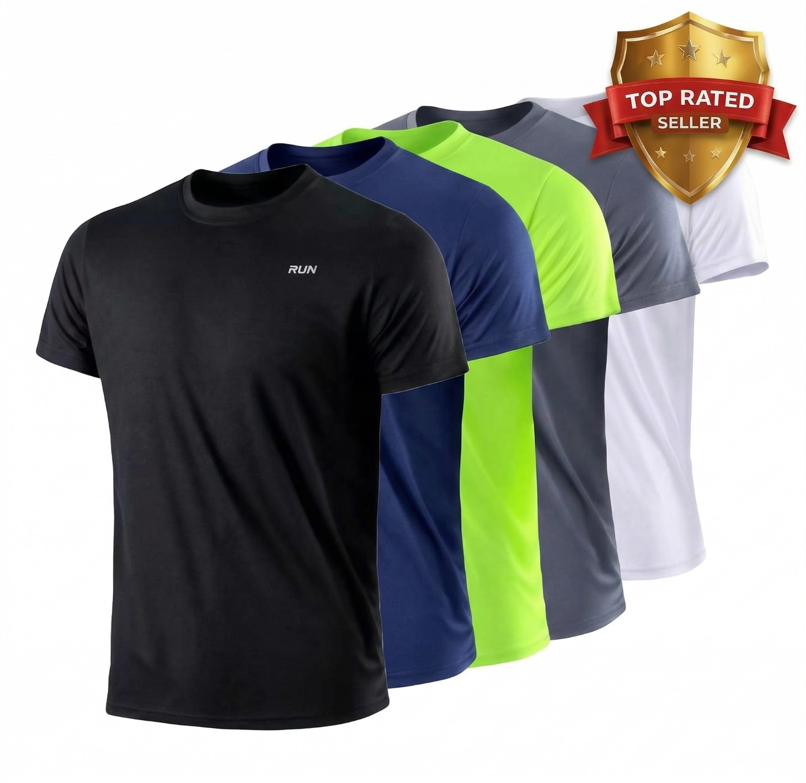 Men's Quick Dry Short Sleeve Gym Running Moisture Wicking Round Neck T-shirt.