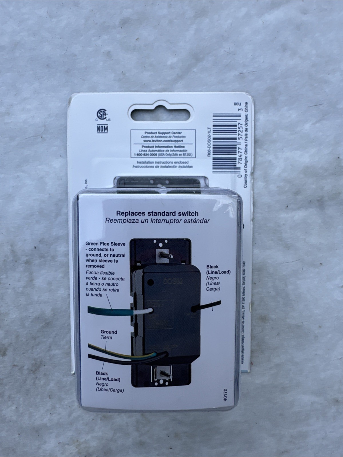 Leviton Decora+ Motion Sensor Switch DOS02-1LT Auto-On, Light Almond