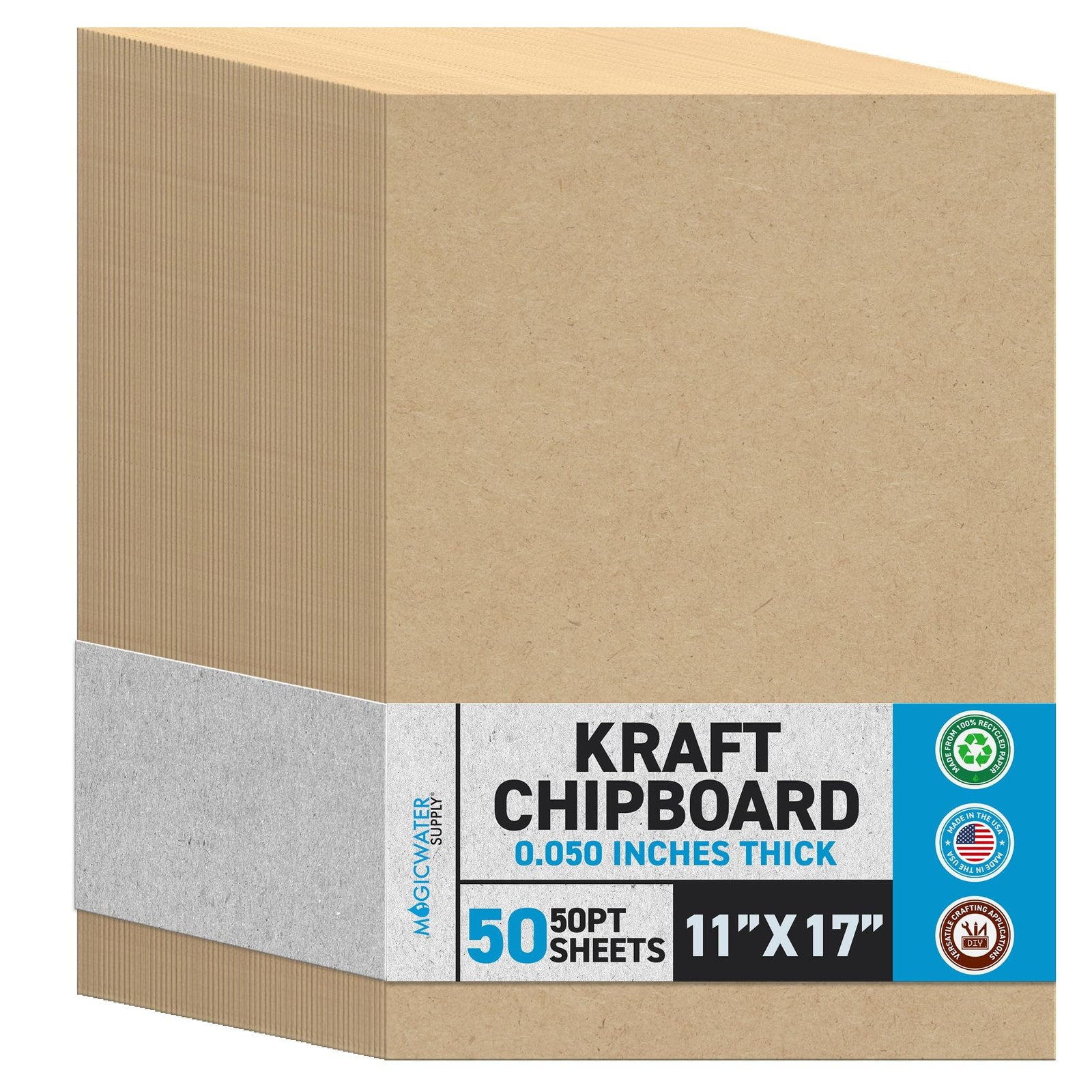 MagicWater Chipboard Sheet - 11x17 inch - 50 pt - 0.050" Thick - 50 Pack | Fo...