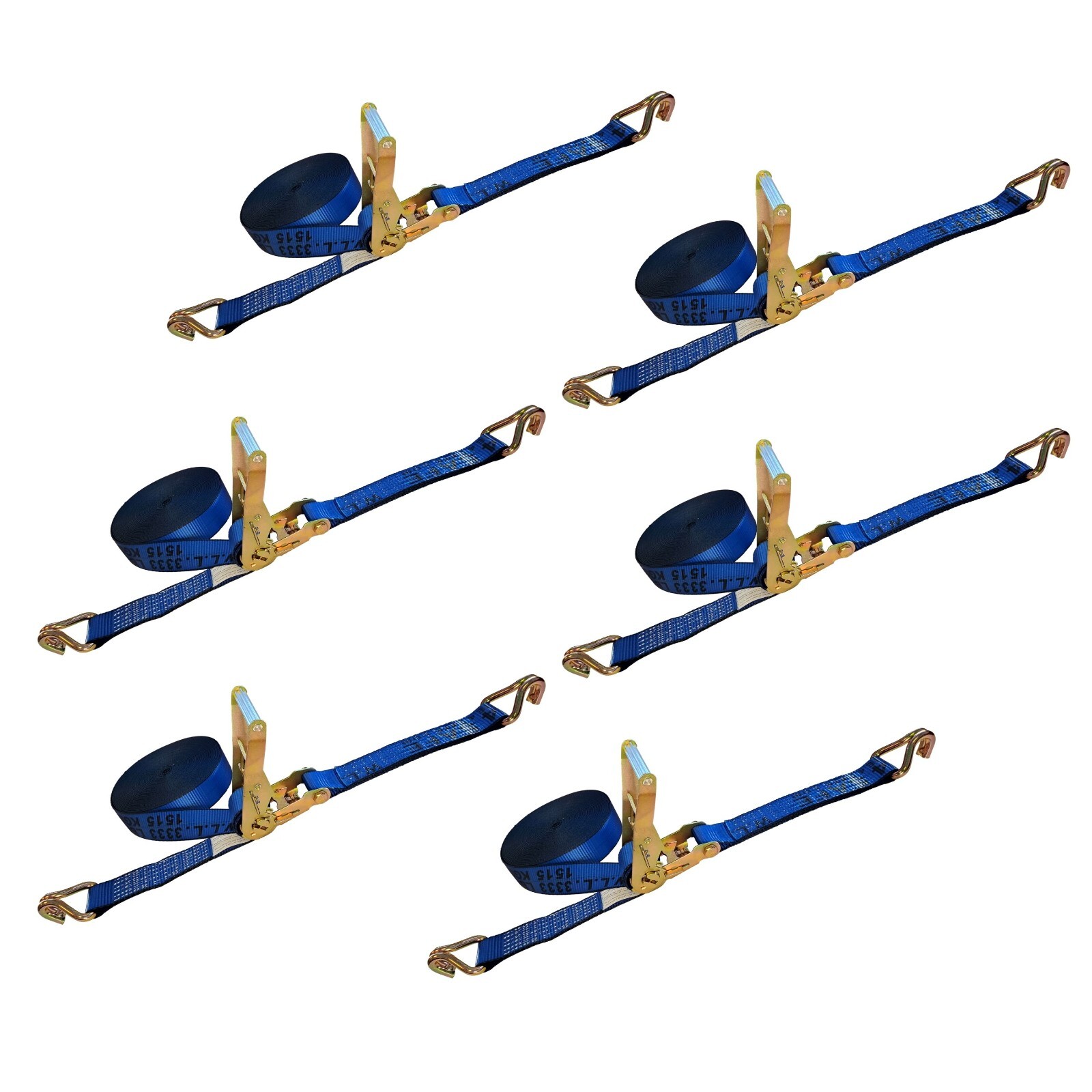 6 Pack Heavy Duty 2" x 30' Ratchet Tie Down Strap w/J Wire Hook WLL 3333 LBS