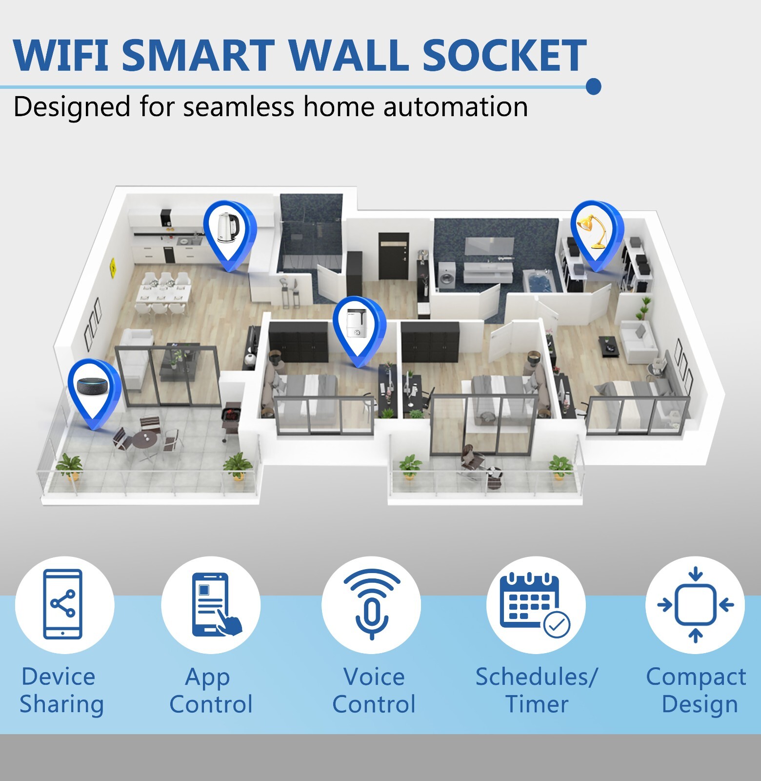 Smart Plug with USB and C Port, Smart WiFi Plug, Compatible with Alexa