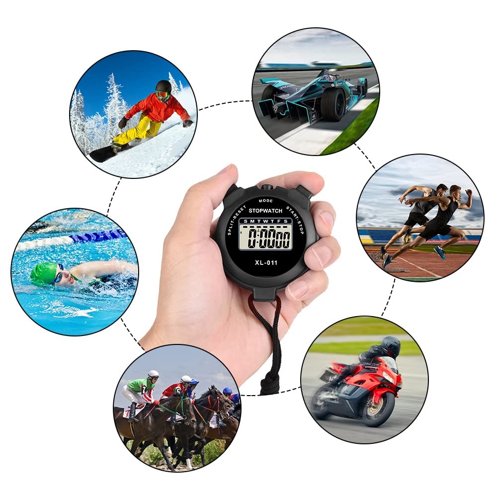 Digital Sports Timer Travel Stopwatch Single Lap Split Timer with Large Display