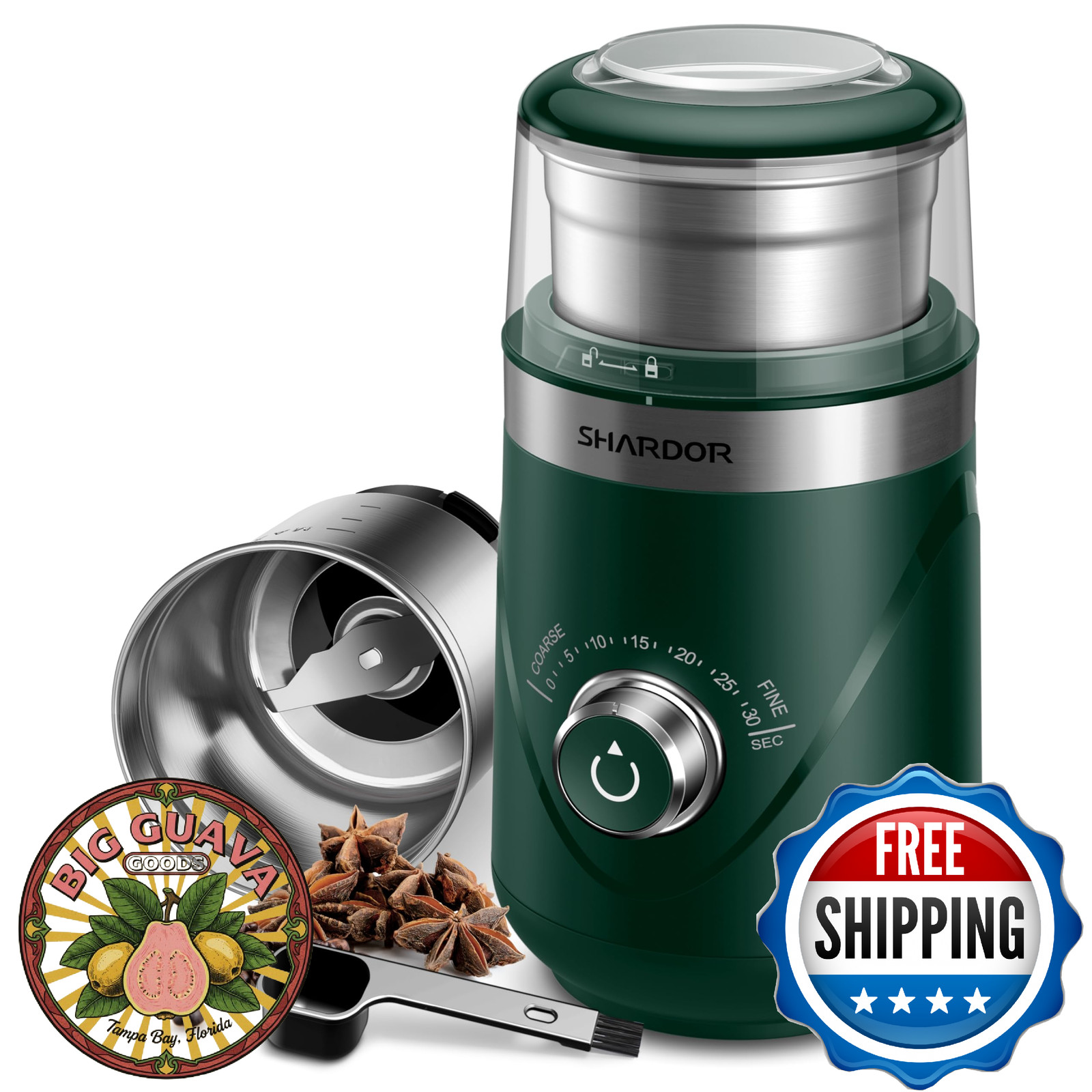 SHARDOR Electric Super Silent Blade Coffee Grinder, Timed Control