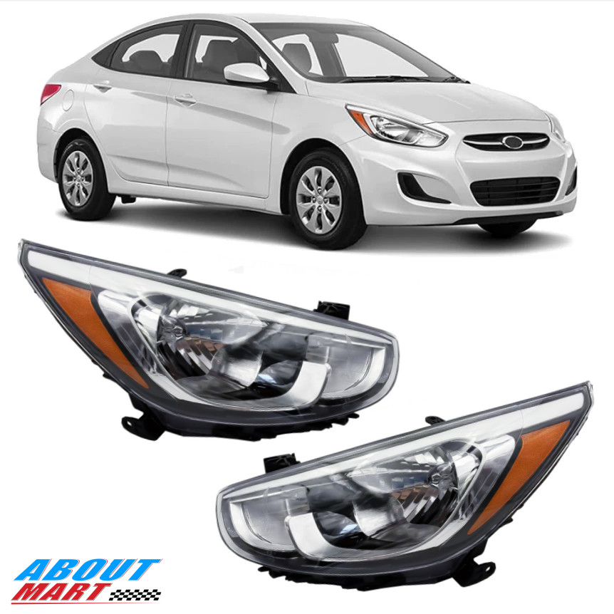 Pair Headlights For 2015 2016 2017 Hyundai Accent Left Right Side Headlamps 2pcs